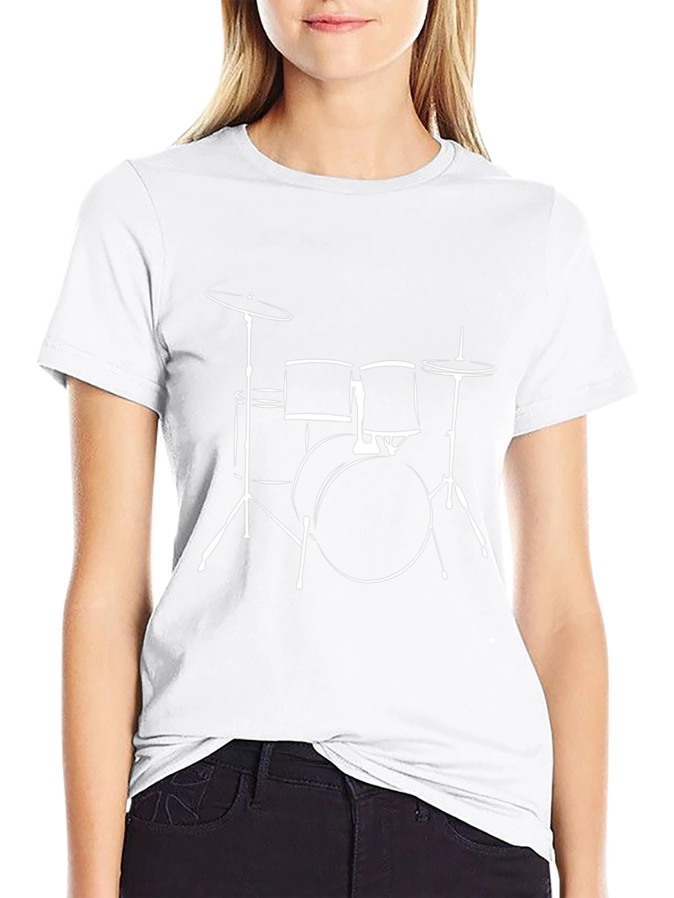 Drum Kit Graphic Tee - Black Cotton T-Shirt