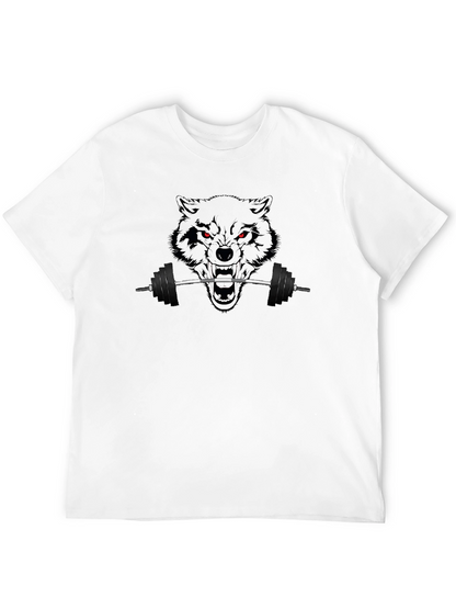 Black Wolf Barbell Graphic Tee - Gym Beast Mode
