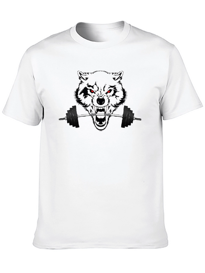 Black Wolf Barbell Graphic Tee - Gym Beast Mode