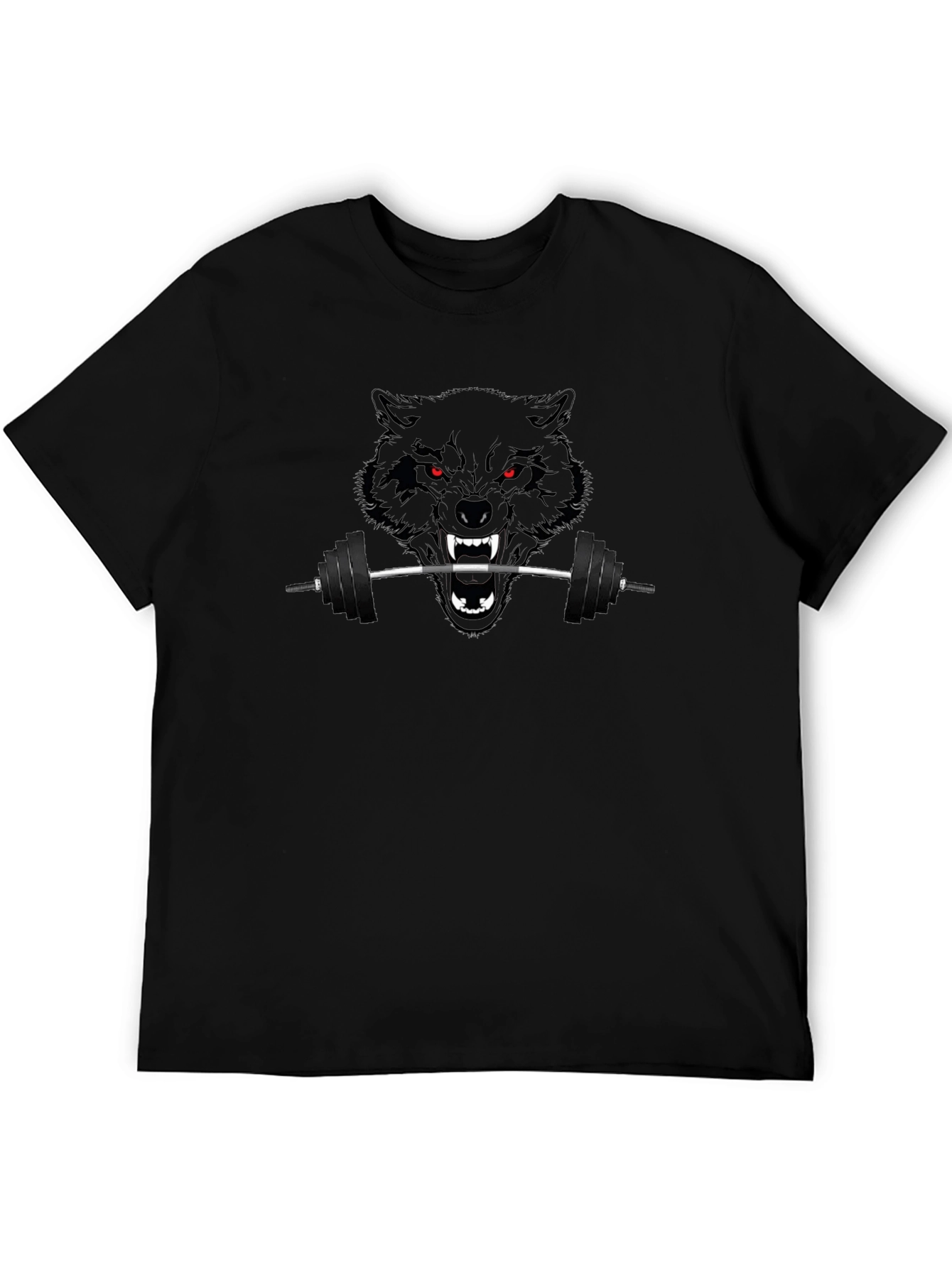 Black Wolf Barbell Graphic Tee - Gym Beast Mode