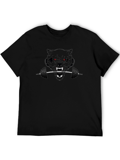 Black Wolf Barbell Graphic Tee - Gym Beast Mode
