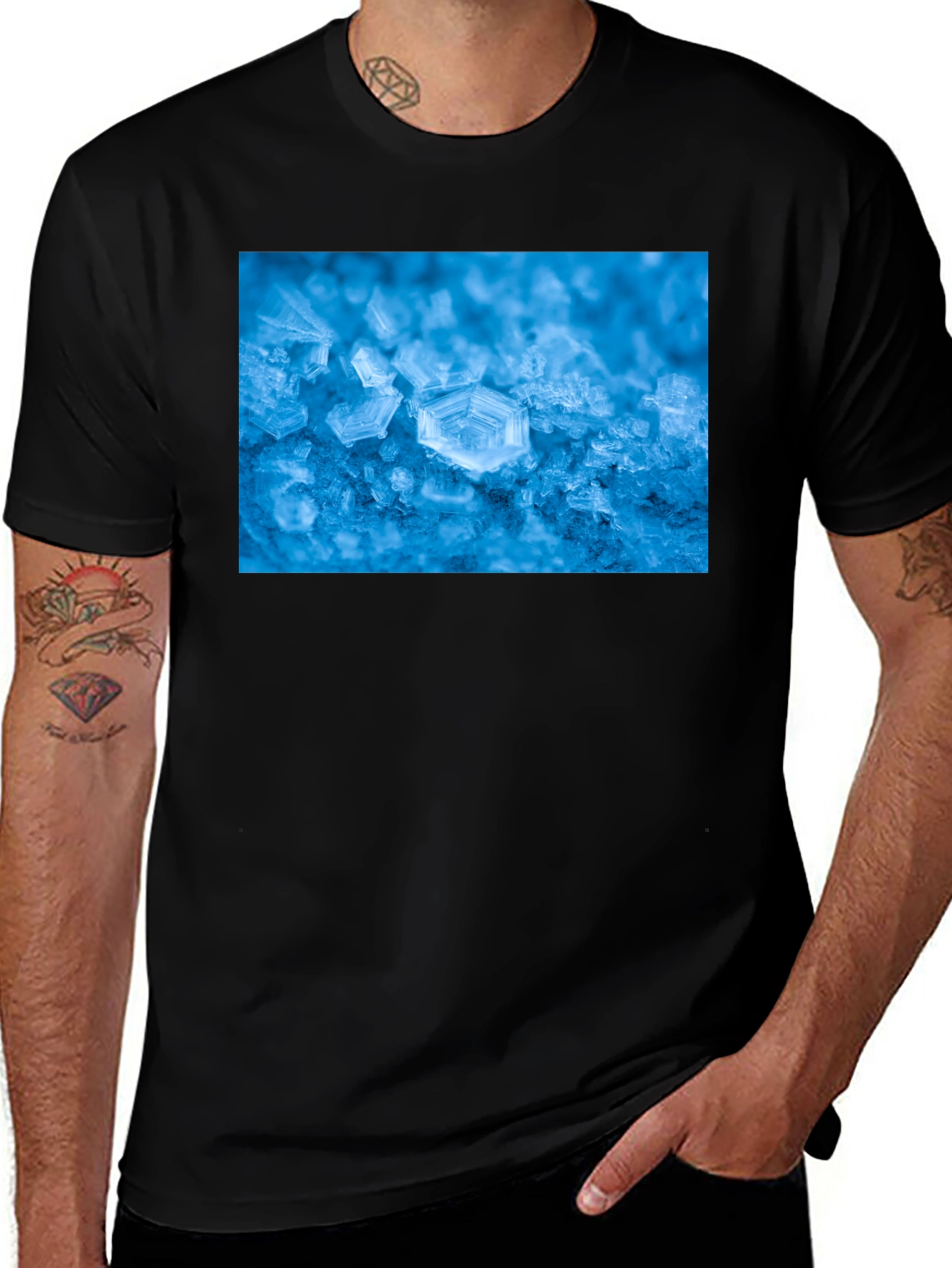 Icy Snowflake Graphic Tee - Cool Winter Style
