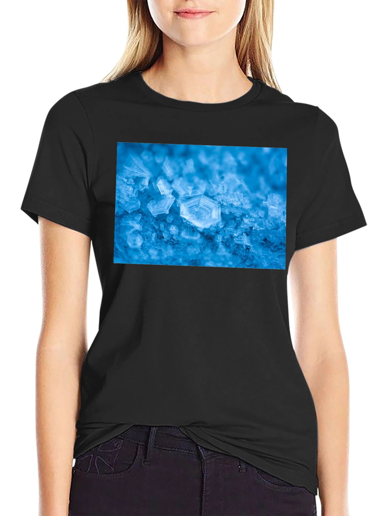 Icy Snowflake Graphic Tee - Cool Winter Style