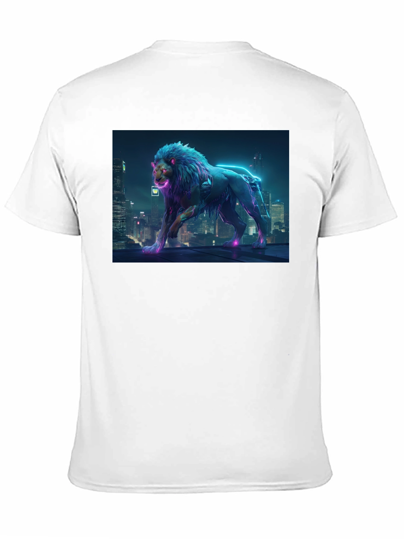 Cyberpunk Lion Graphic Black T-Shirt