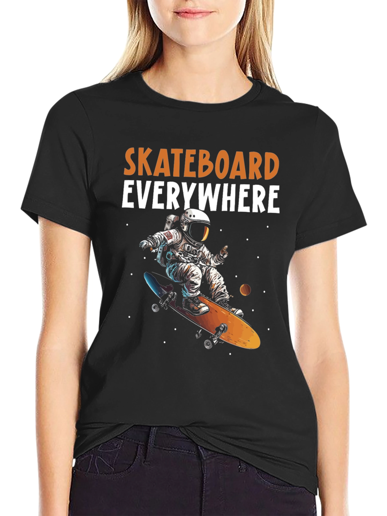 Astronaut Skateboarder Graphic Tee