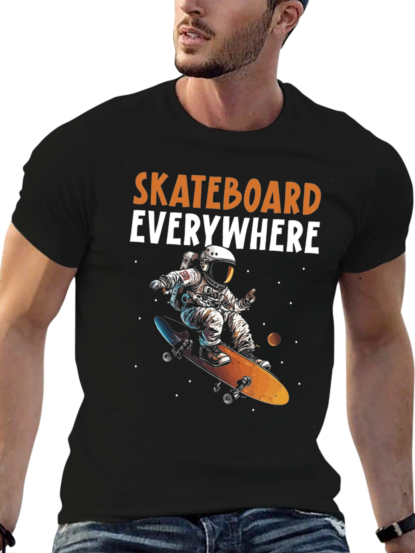 Astronaut Skateboarder Graphic Tee