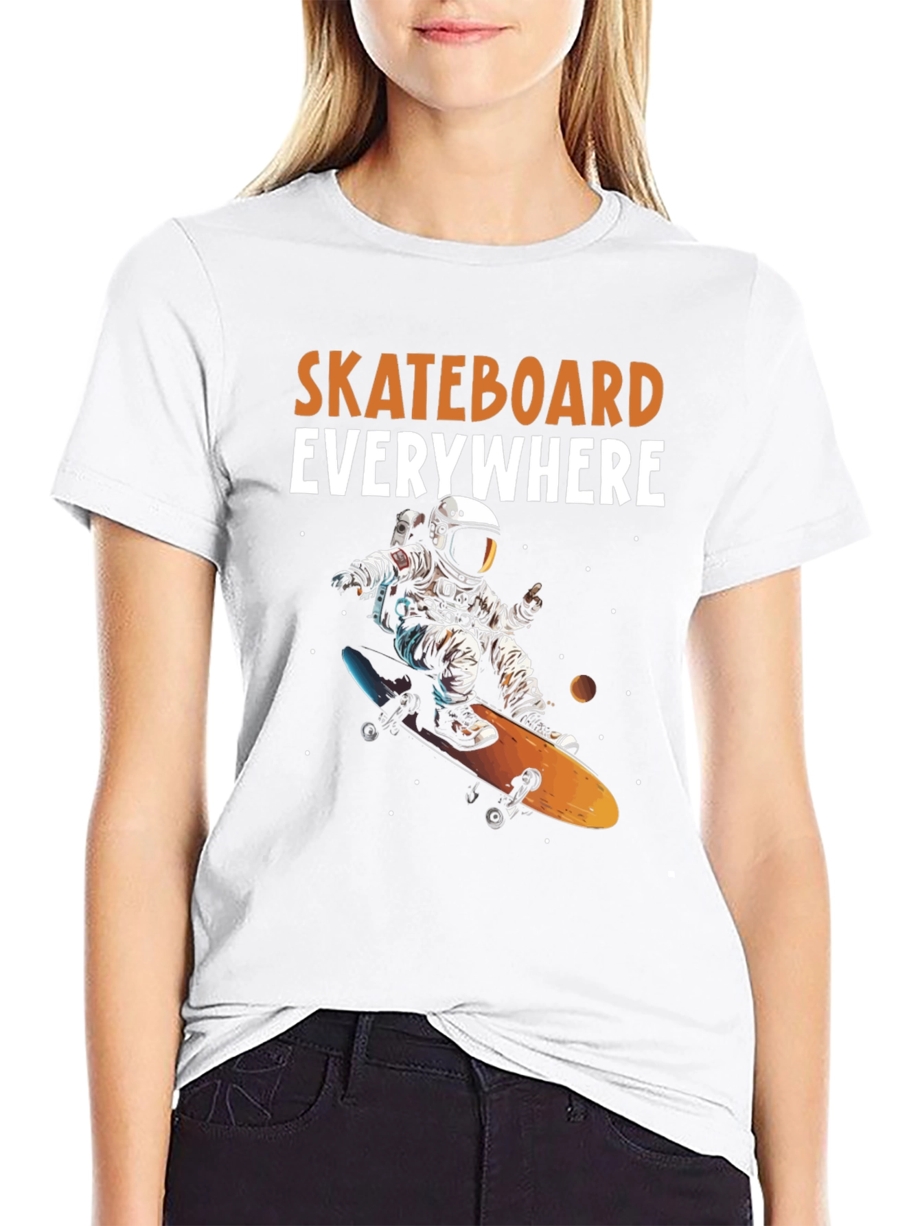 Astronaut Skateboarder Graphic Tee