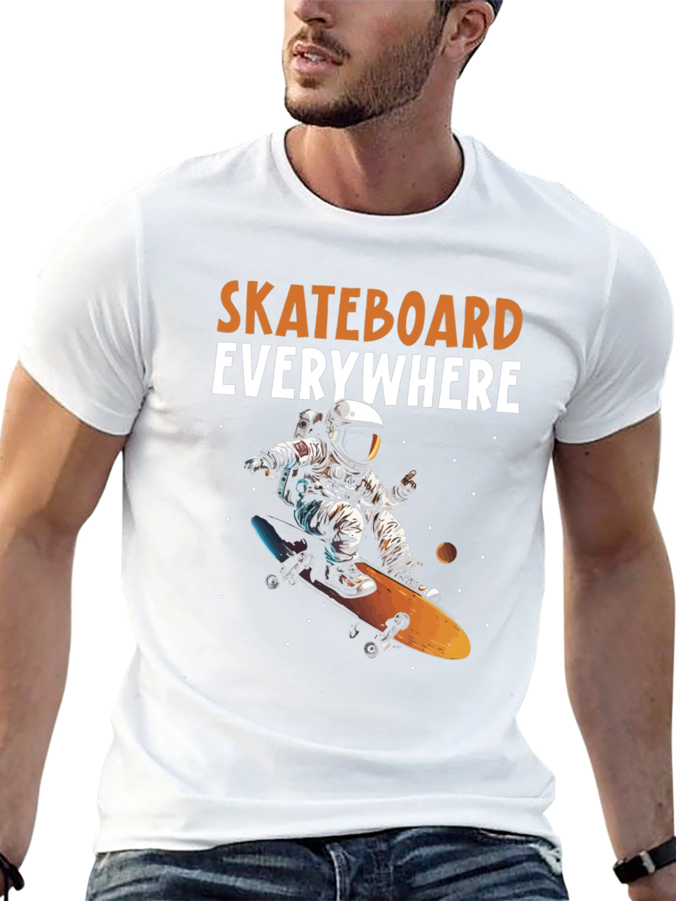 Astronaut Skateboarder Graphic Tee