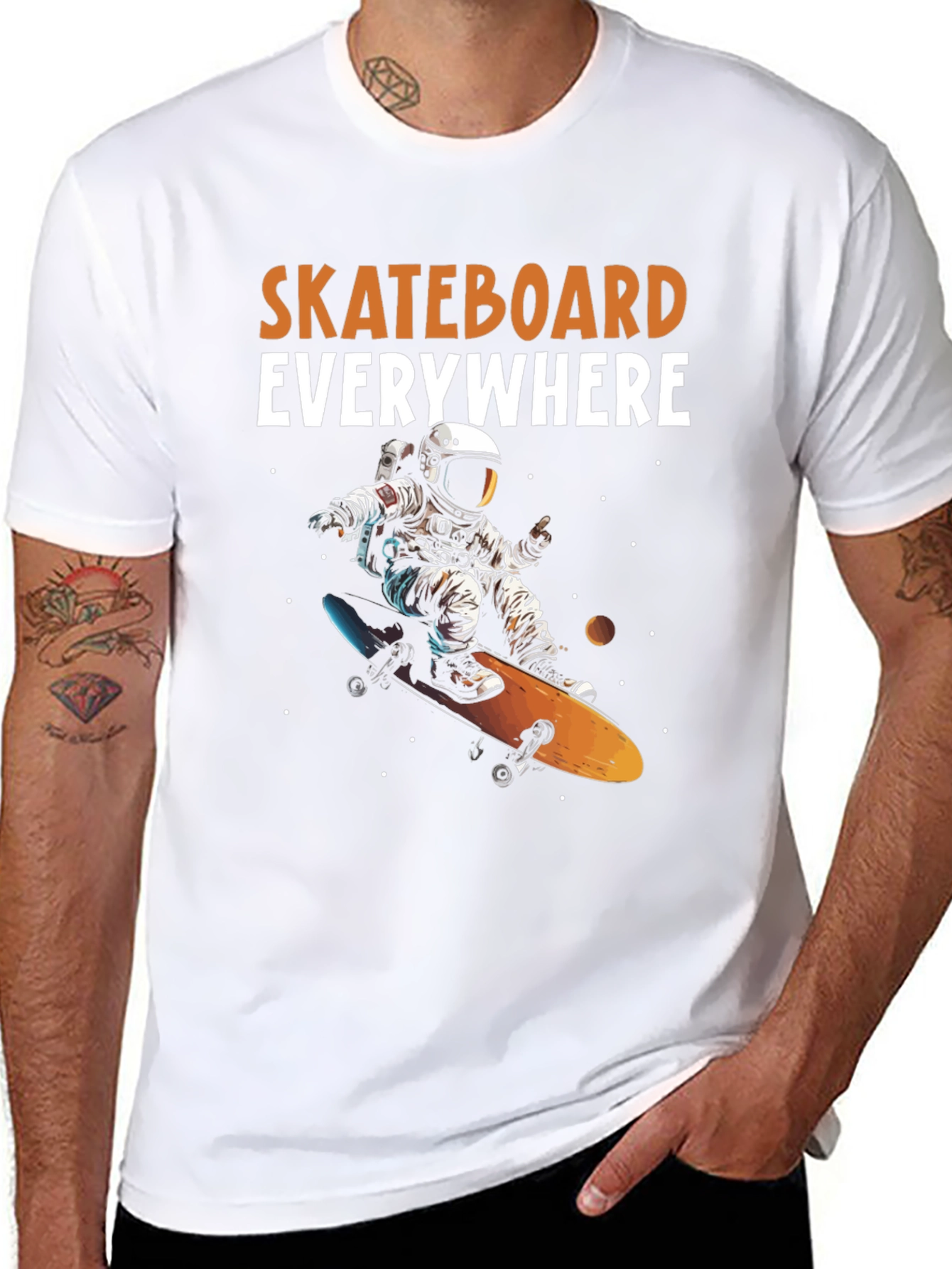 Astronaut Skateboarder Graphic Tee
