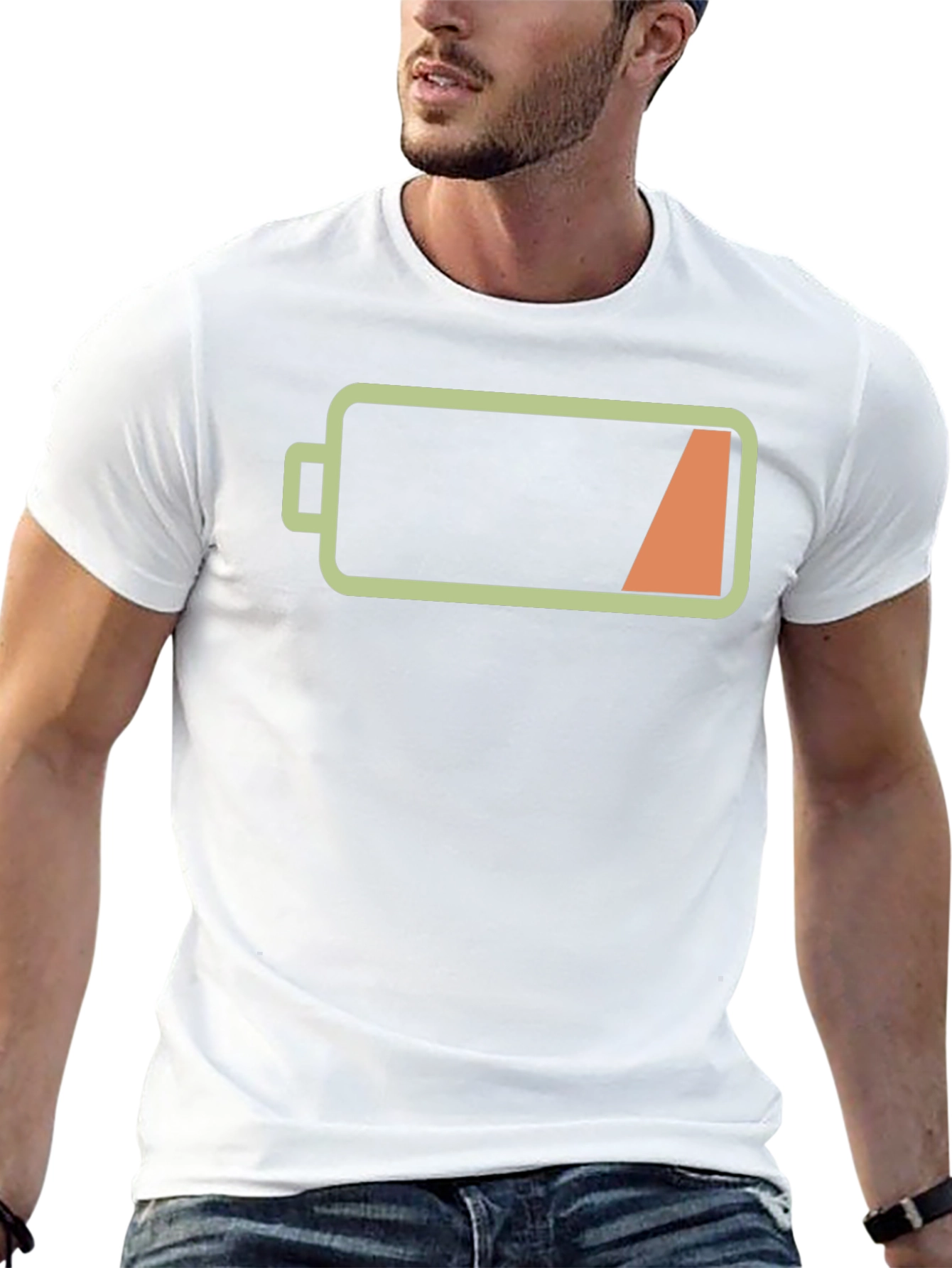 Low Battery Graphic Mens Black T-Shirt