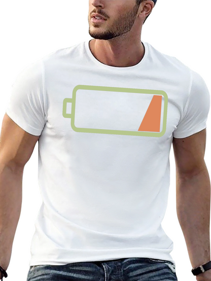 Low Battery Graphic Mens Black T-Shirt