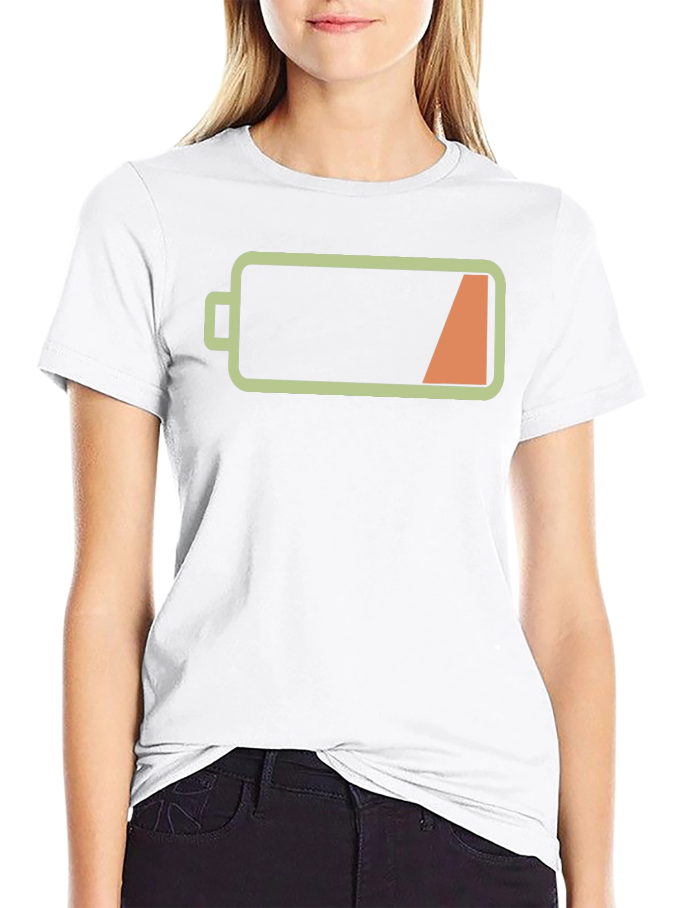 Low Battery Graphic Mens Black T-Shirt