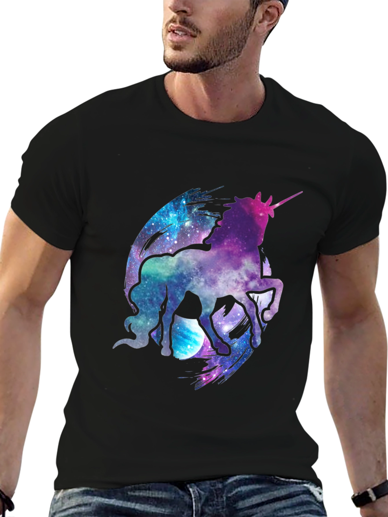 Galaxy Unicorn Black T-Shirt