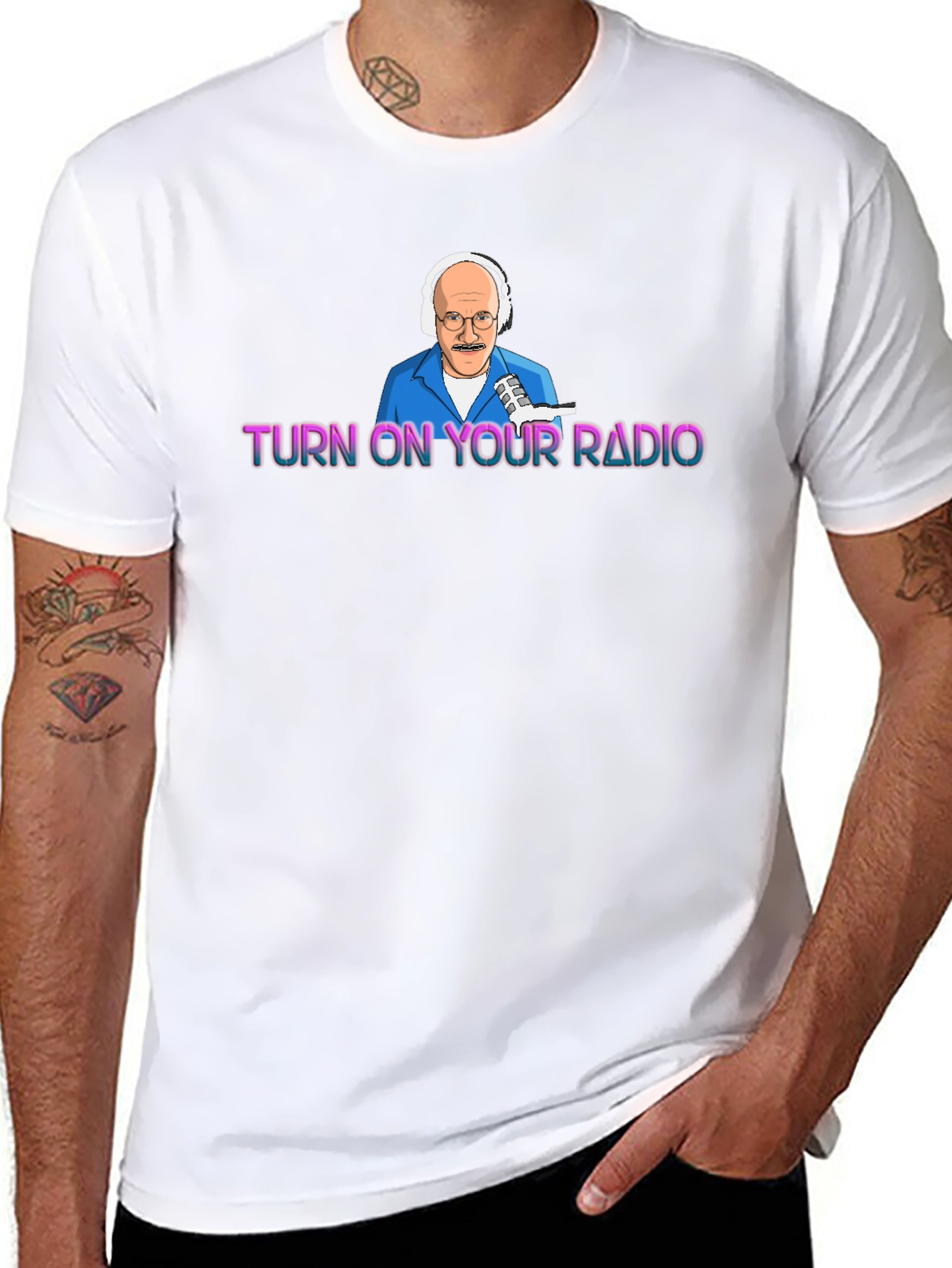 Turn On Your Radio Black Graphic T-Shirt