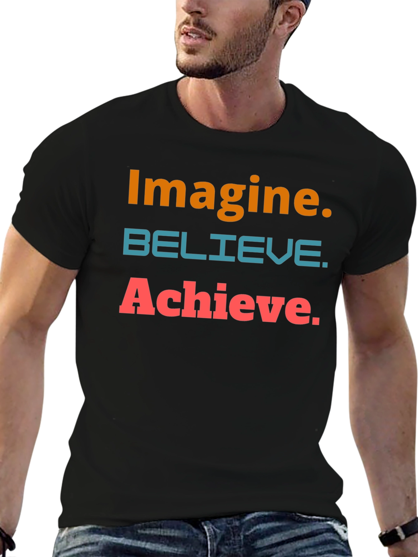 Motivational Graphic Tee - Imagine Believe Achieve