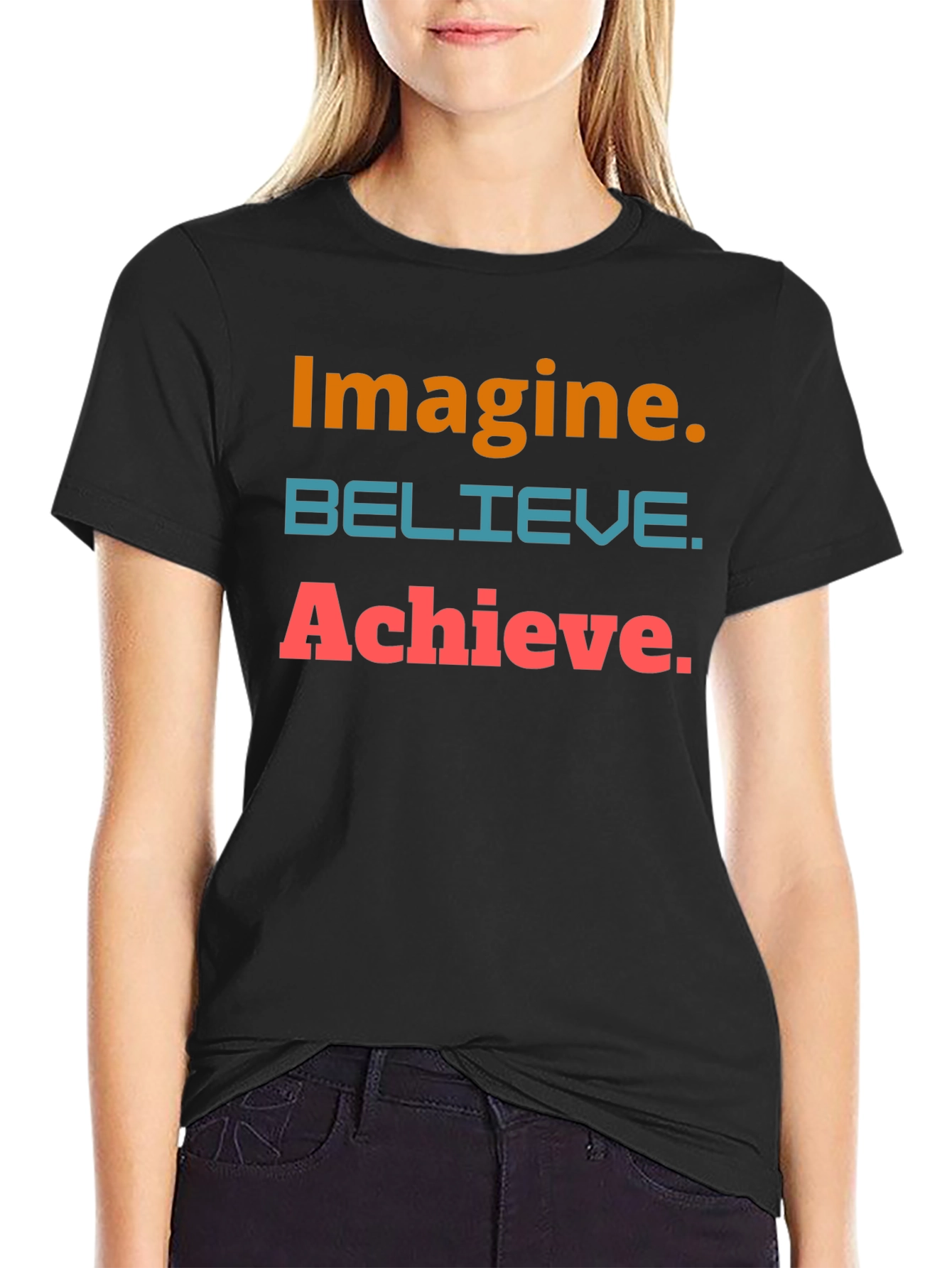 Motivational Graphic Tee - Imagine Believe Achieve