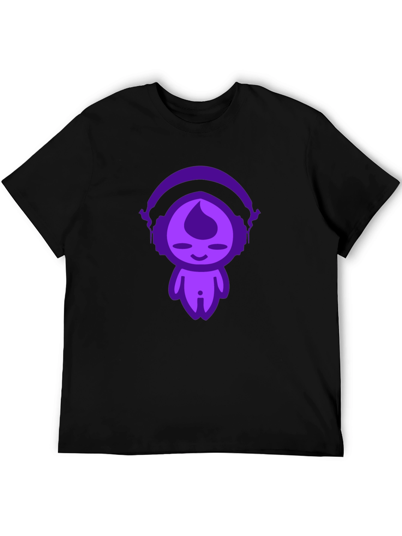 Unique Graphic Tee: Purple Headphone Character Design