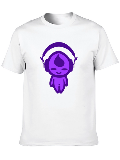 Unique Graphic Tee: Purple Headphone Character Design
