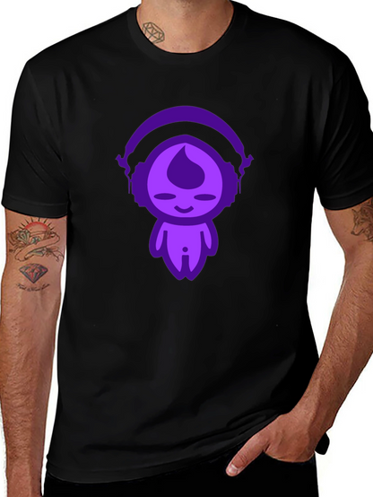 Unique Graphic Tee: Purple Headphone Character Design