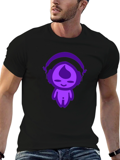 Unique Graphic Tee: Purple Headphone Character Design