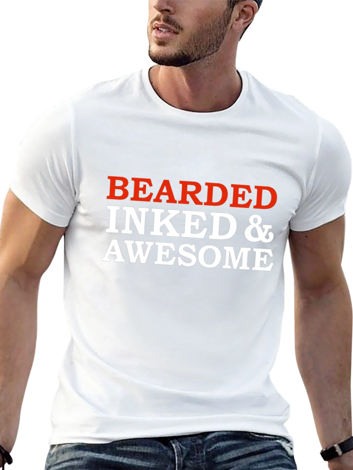 Bearded Inked & Awesome Graphic T-Shirt - Black