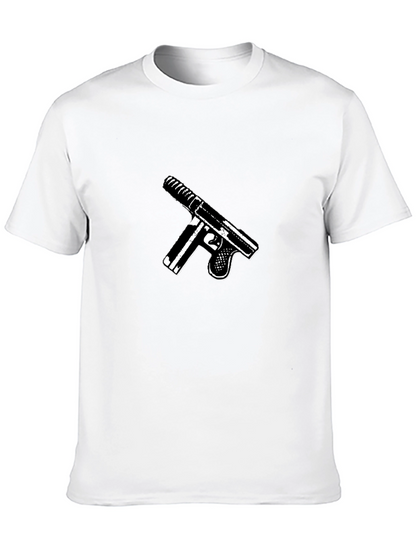 Gun Graphic Black T-Shirt - Bold Statement Tee