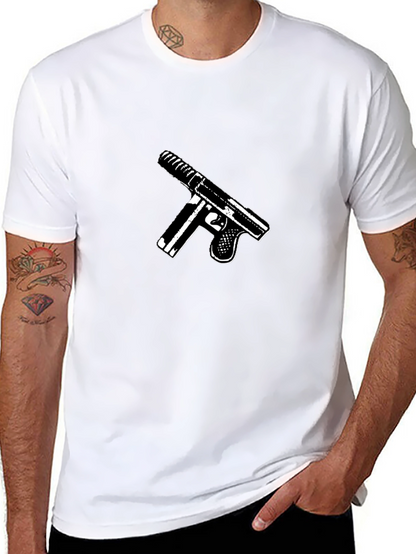 Gun Graphic Black T-Shirt - Bold Statement Tee