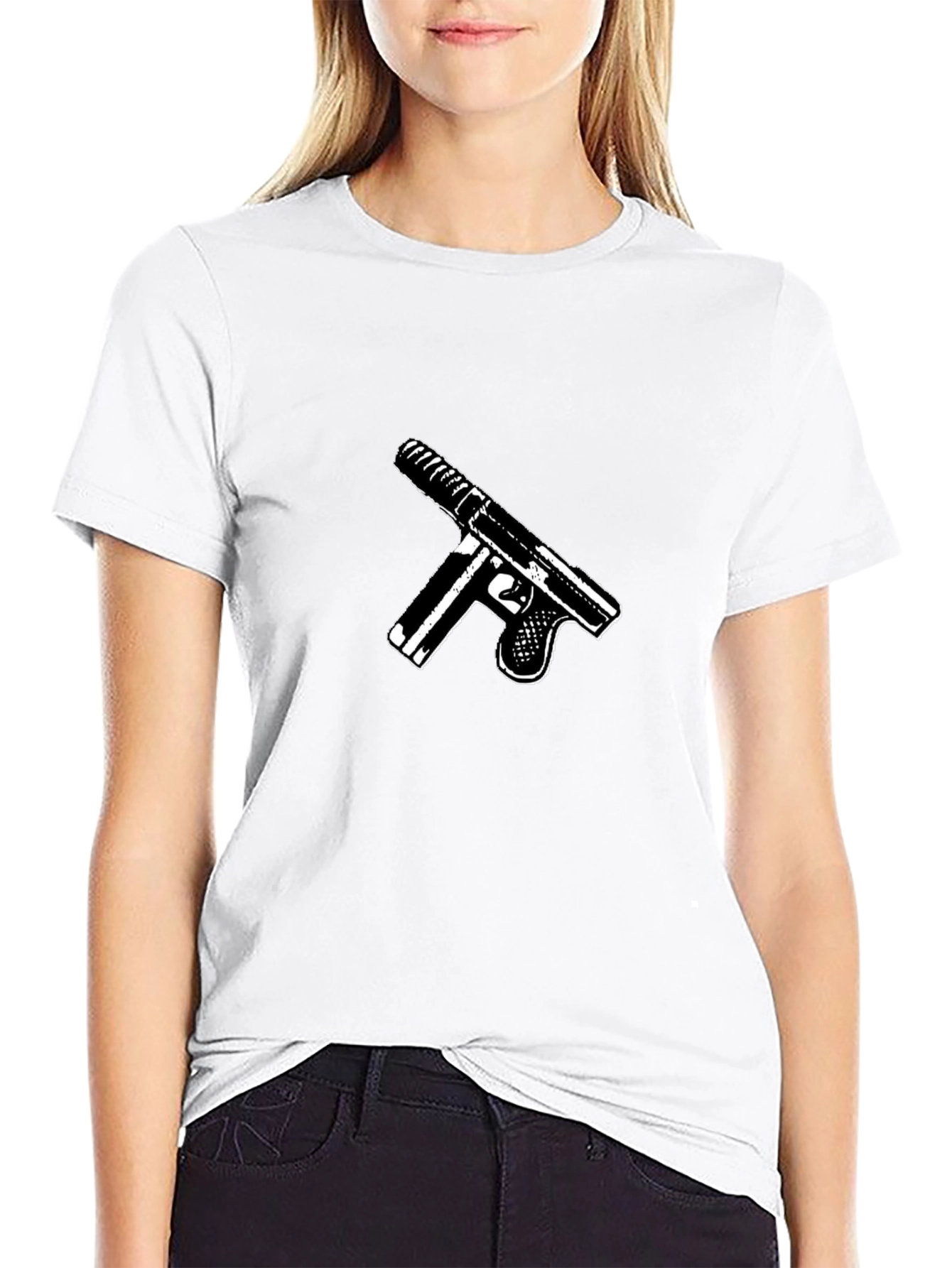 Gun Graphic Black T-Shirt - Bold Statement Tee