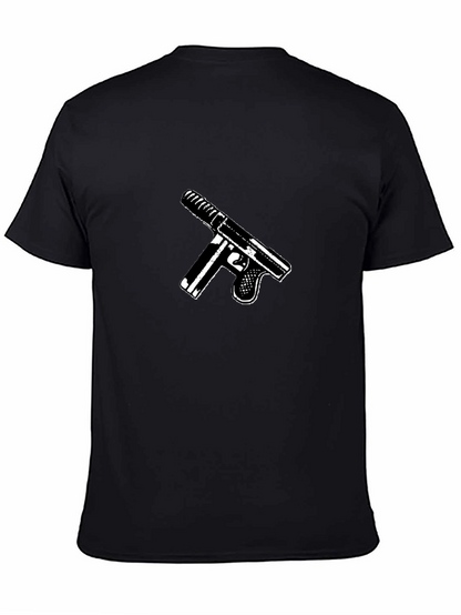 Gun Graphic Black T-Shirt - Bold Statement Tee