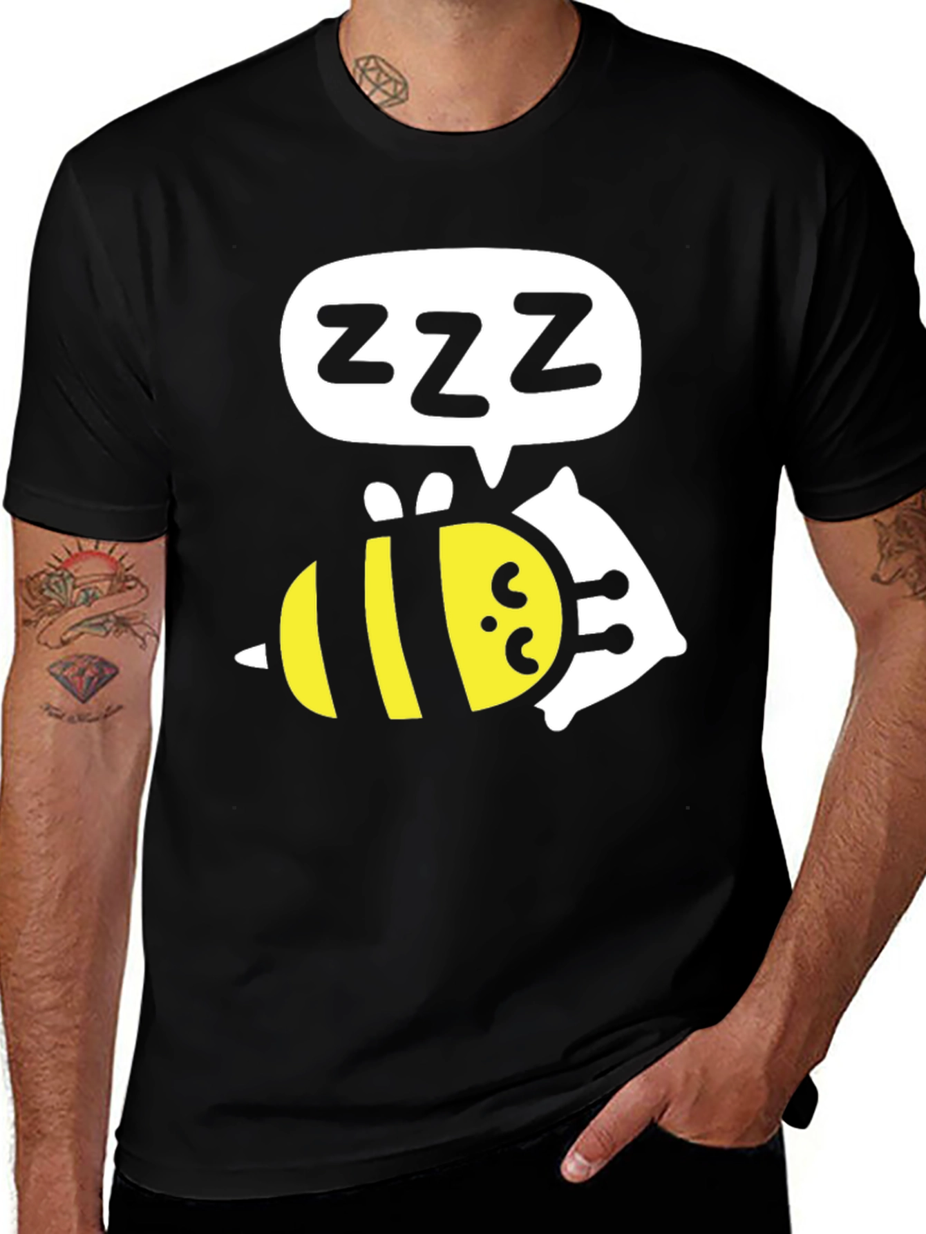 Sleeping Bee T-Shirt - Funny Cartoon Graphic Tee