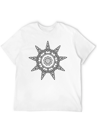 Mens Black Graphic Tee - Mandala Design