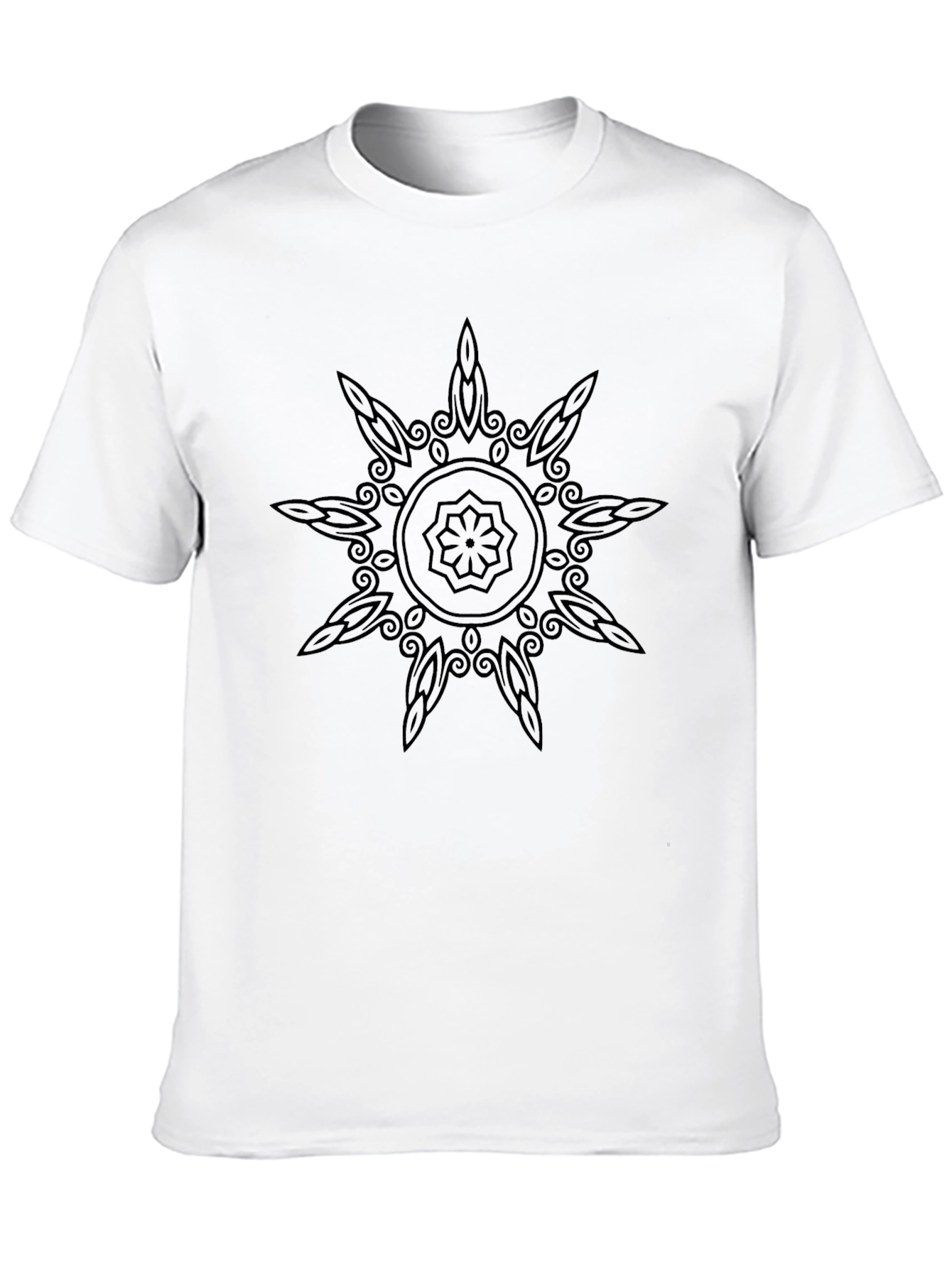 Mens Black Graphic Tee - Mandala Design