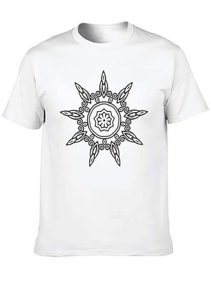 Mens Black Graphic Tee - Mandala Design
