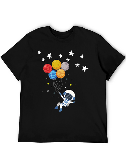 Astronaut Planet Balloons Graphic T-Shirt