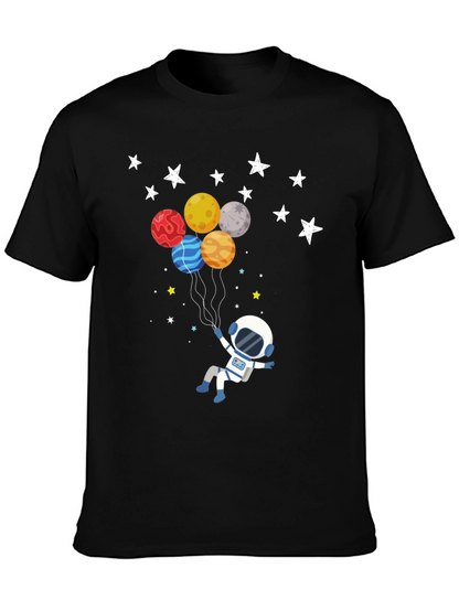 Astronaut Planet Balloons Graphic T-Shirt