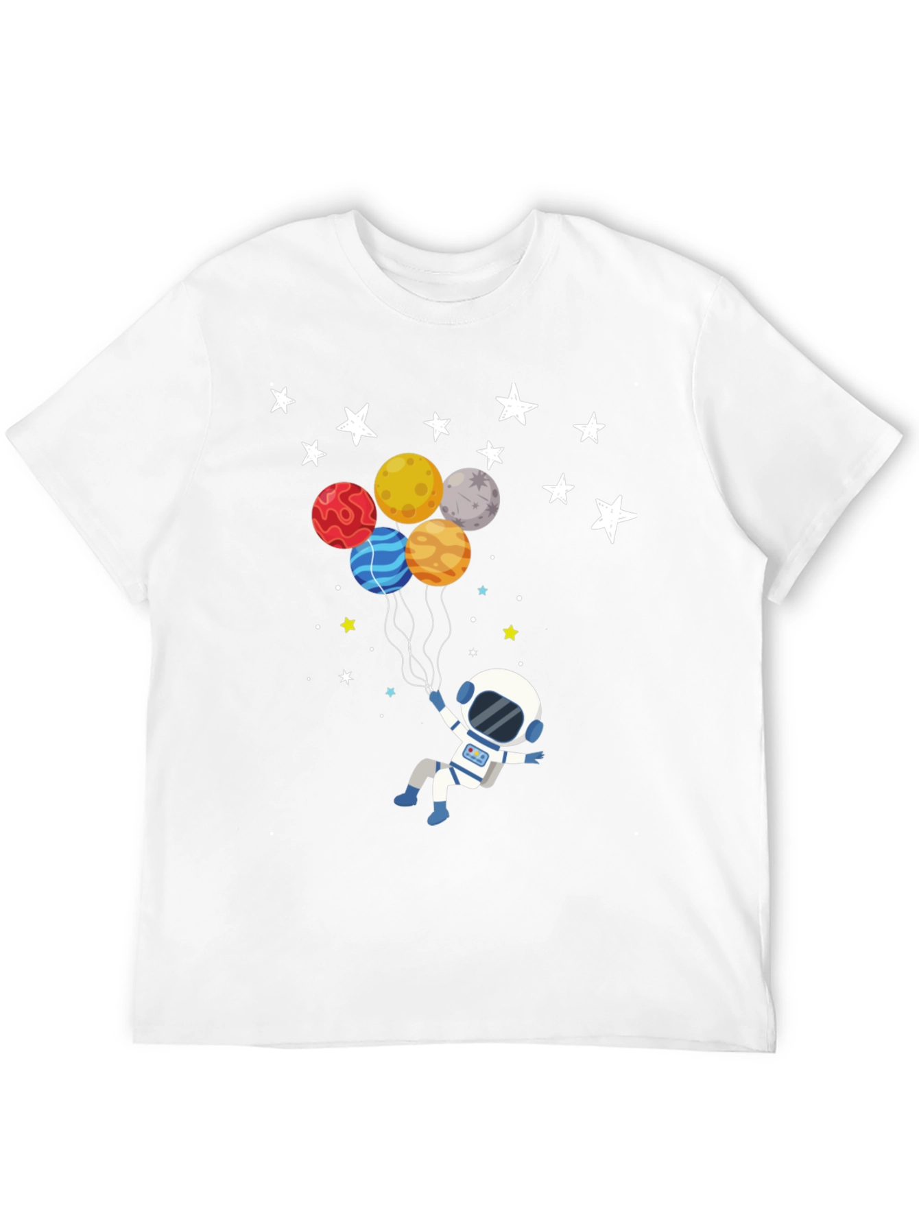 Astronaut Planet Balloons Graphic T-Shirt