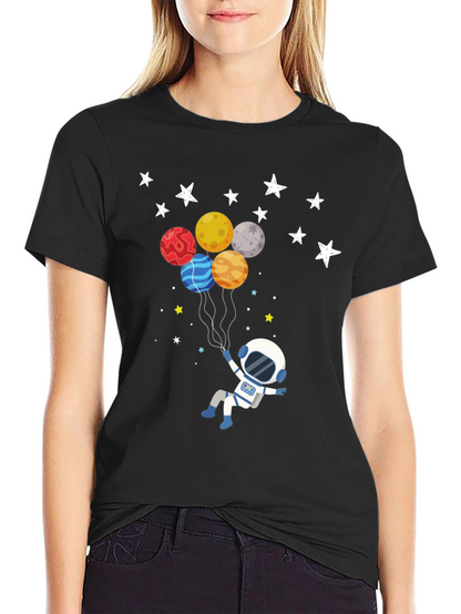 Astronaut Planet Balloons Graphic T-Shirt