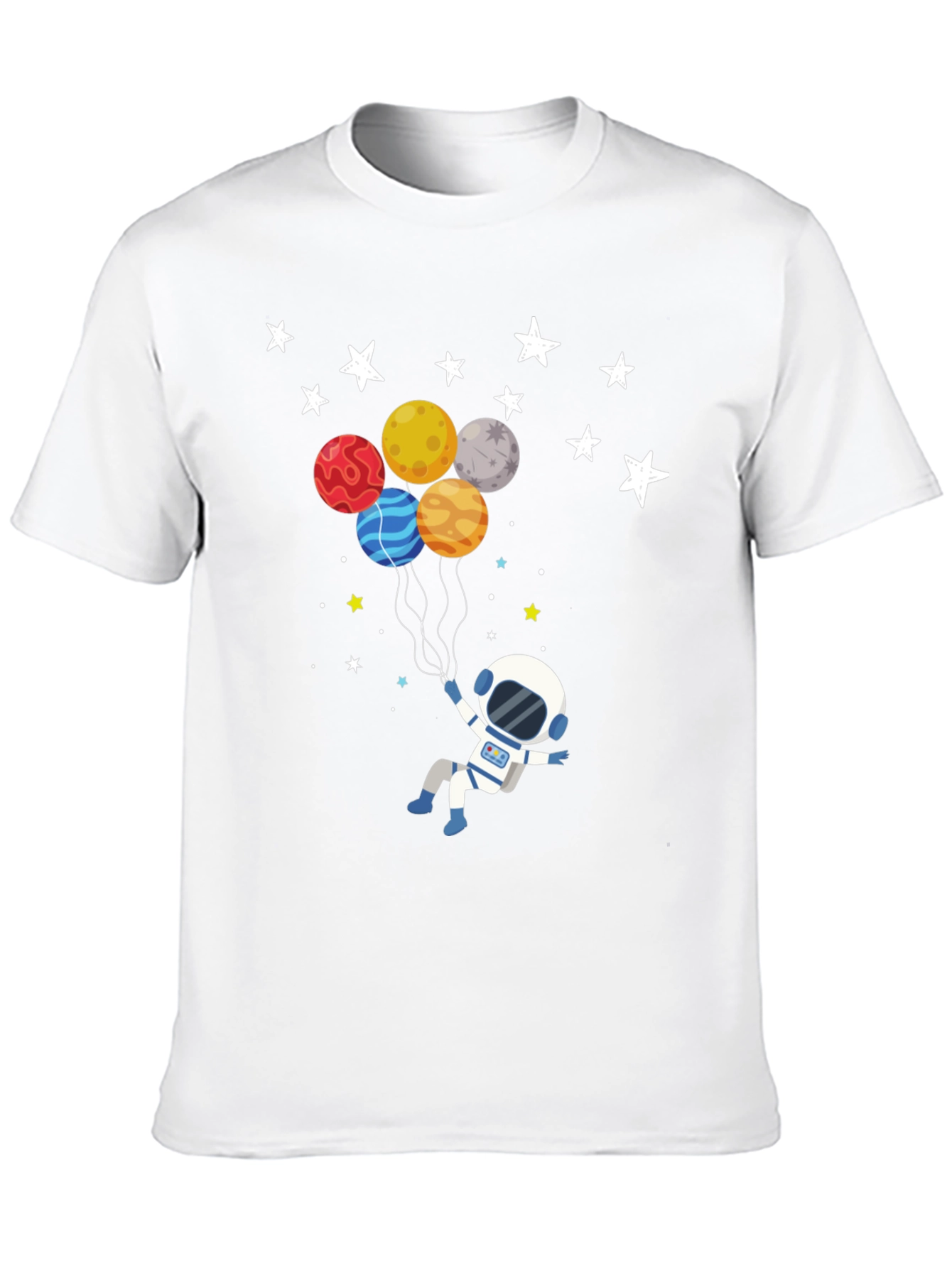 Astronaut Planet Balloons Graphic T-Shirt