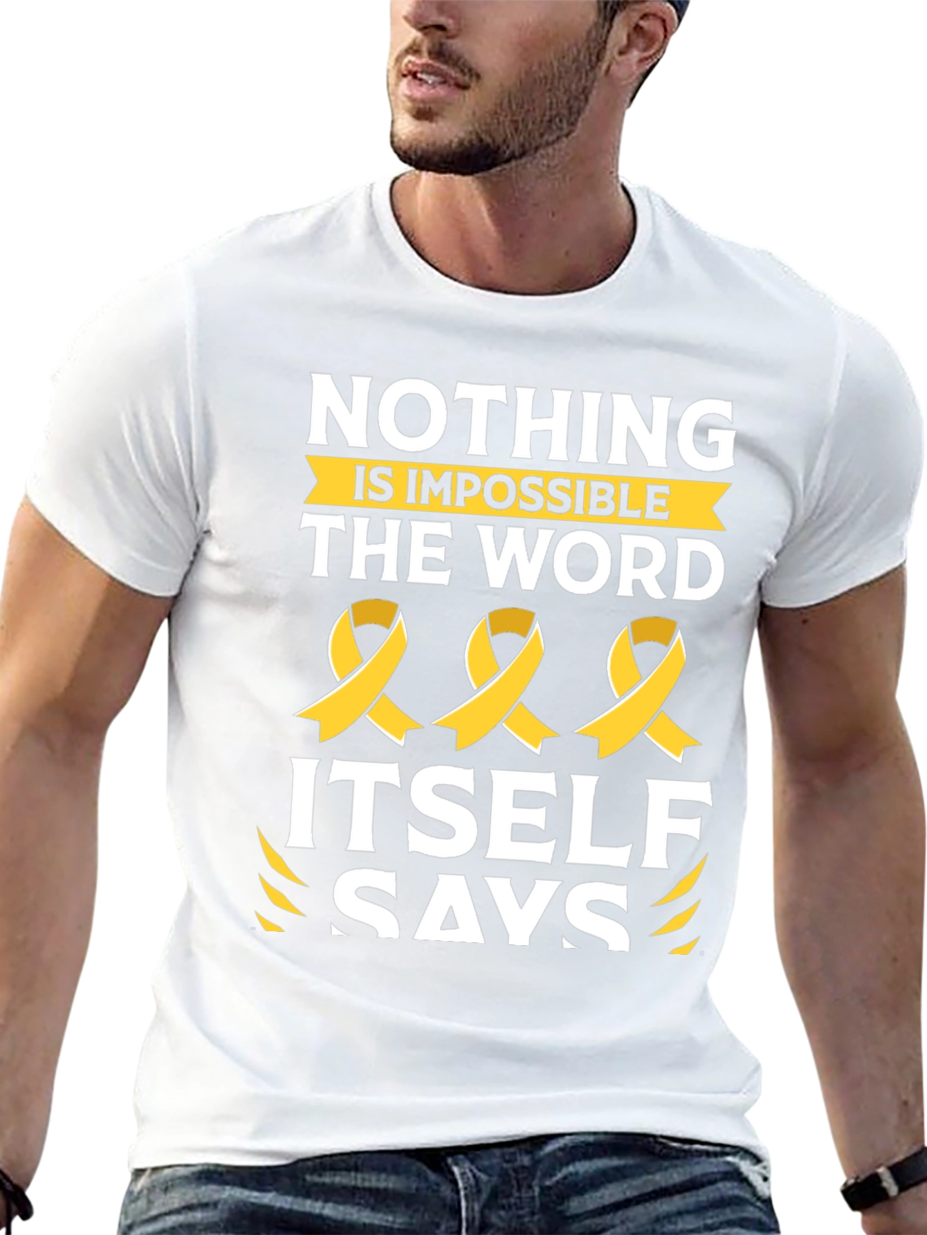 Nothing is Impossible T-Shirt with Ribbon Design
