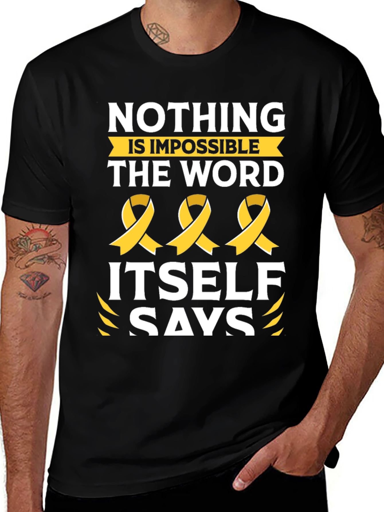 Nothing is Impossible T-Shirt with Ribbon Design