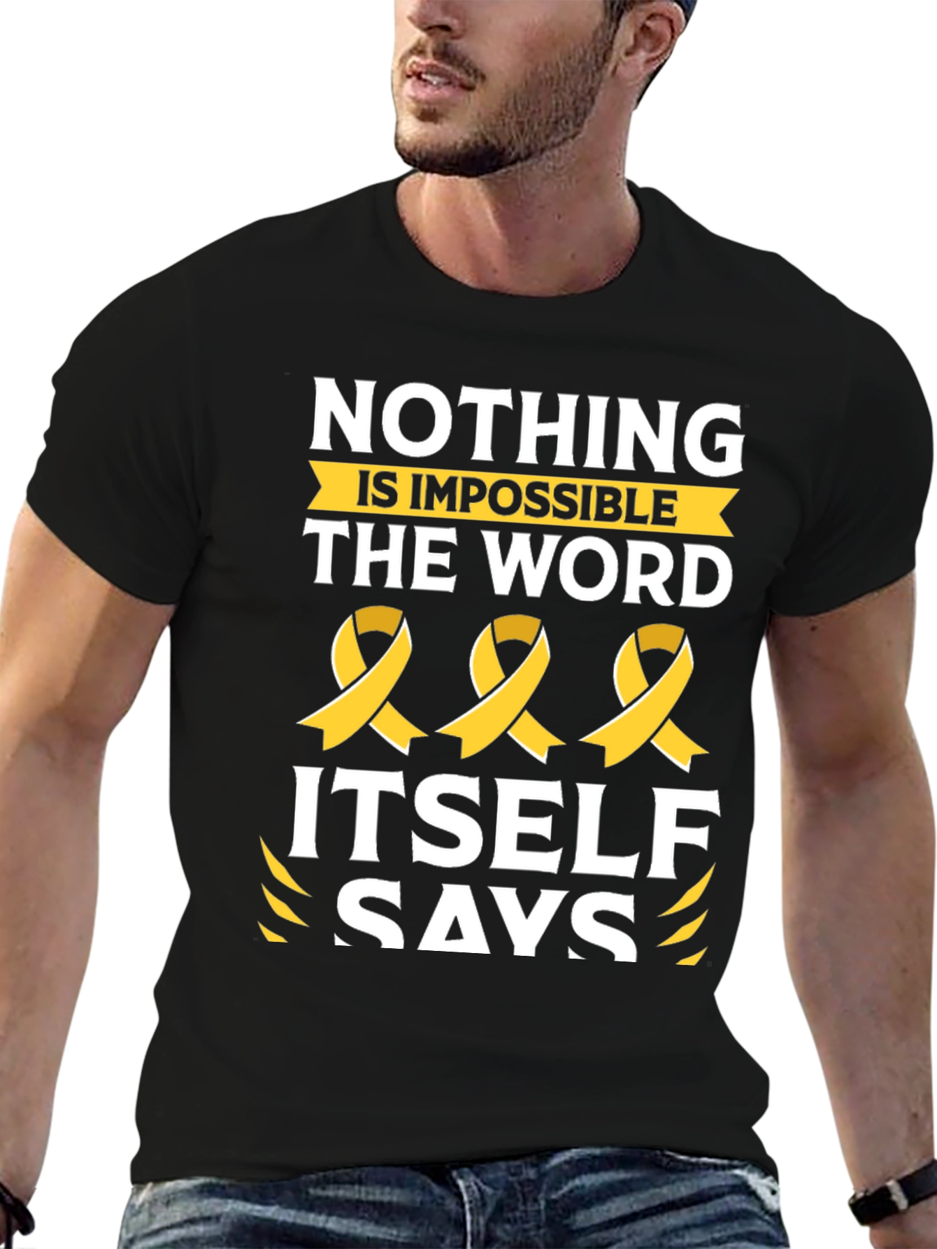Nothing is Impossible T-Shirt with Ribbon Design