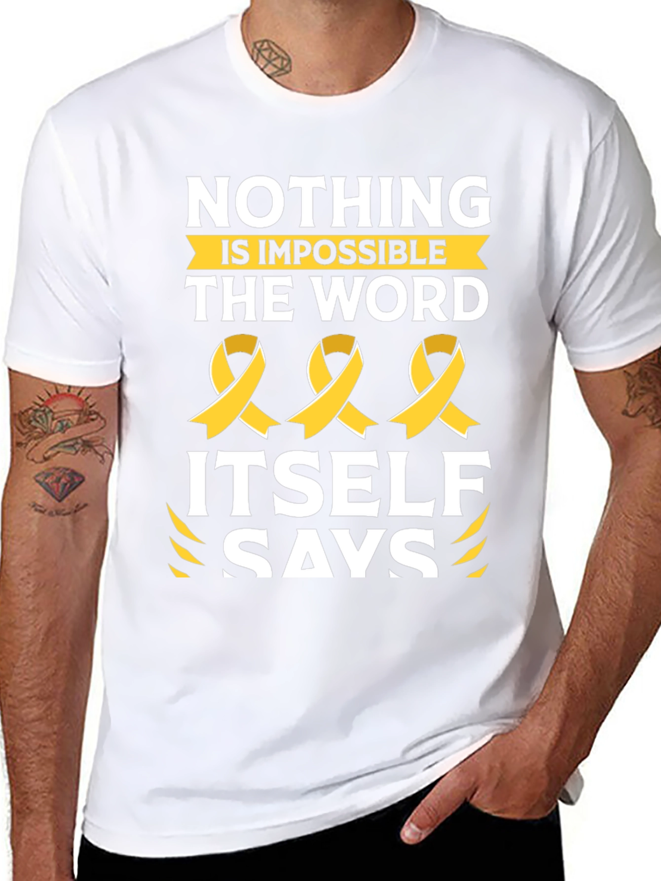 Nothing is Impossible T-Shirt with Ribbon Design