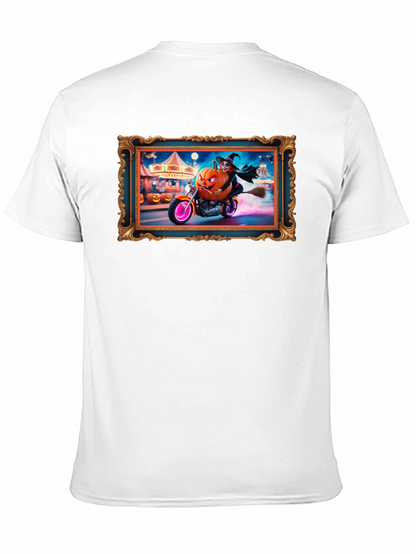 Halloween Witch Pumpkin Motorcycle T-Shirt