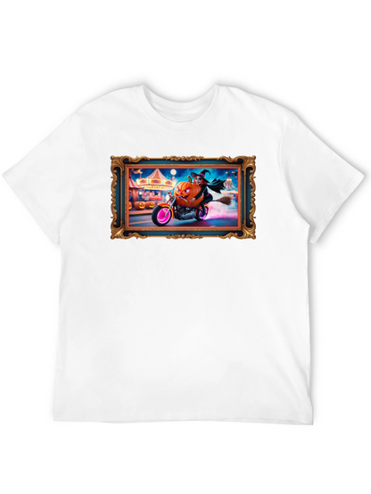 Halloween Witch Pumpkin Motorcycle T-Shirt