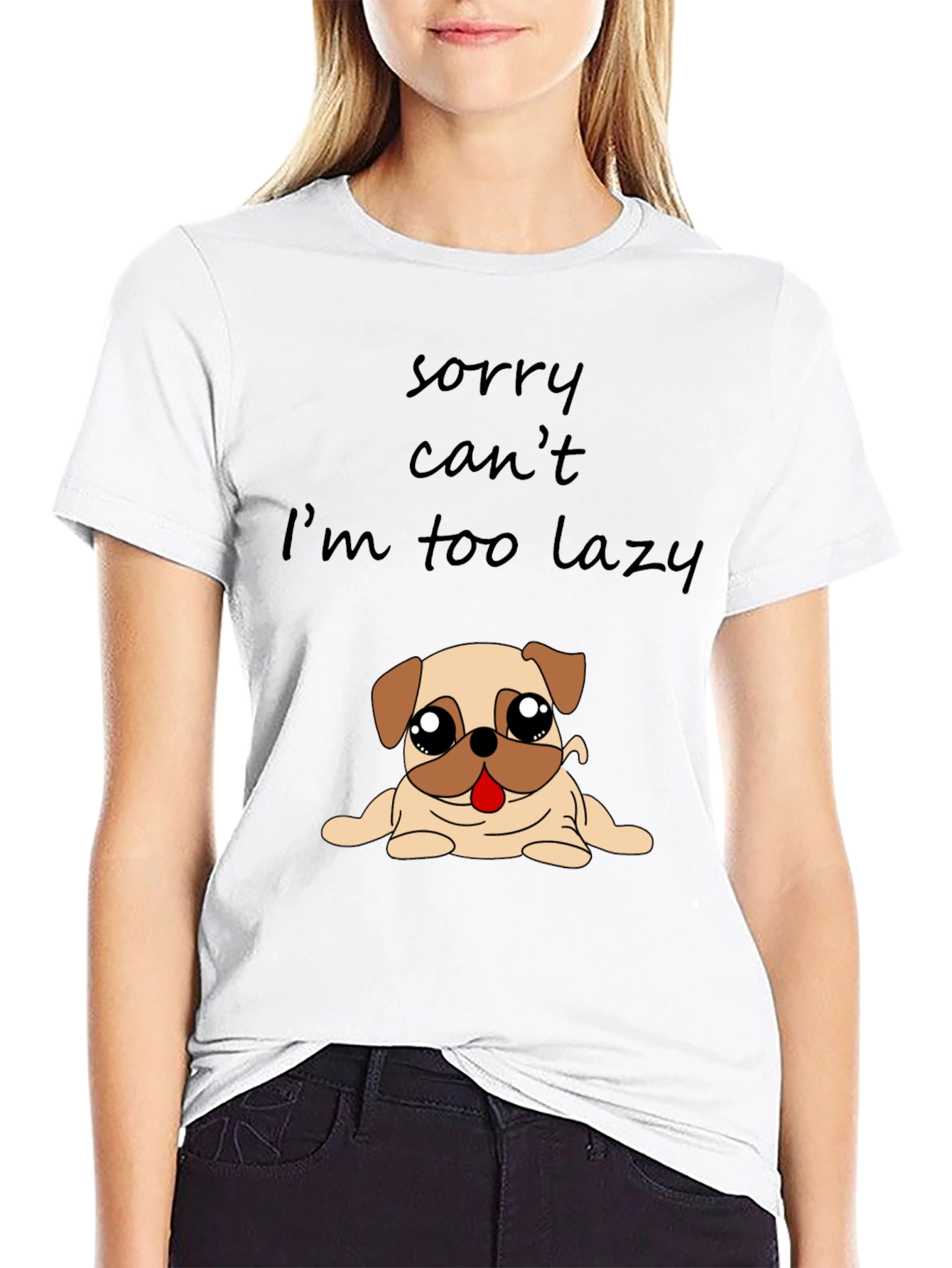 Lazy Pug Graphic T-Shirt - Funny Dog Lover Tee