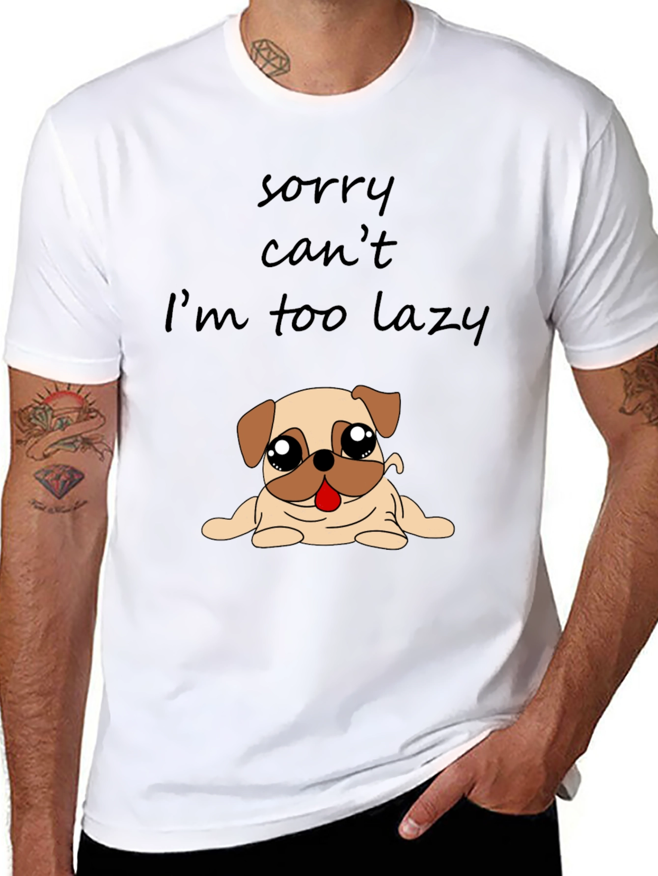 Lazy Pug Graphic T-Shirt - Funny Dog Lover Tee
