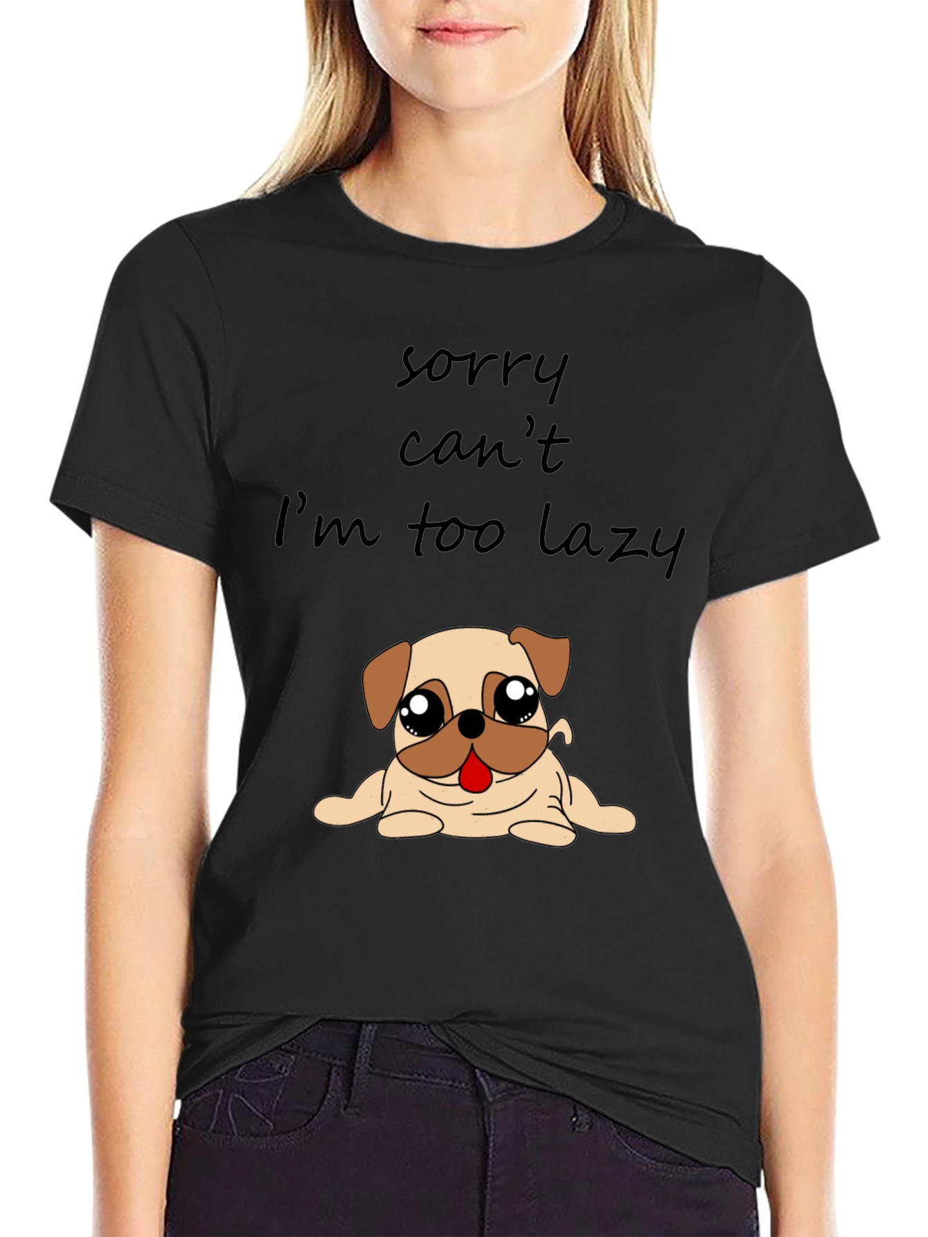 Lazy Pug Graphic T-Shirt - Funny Dog Lover Tee