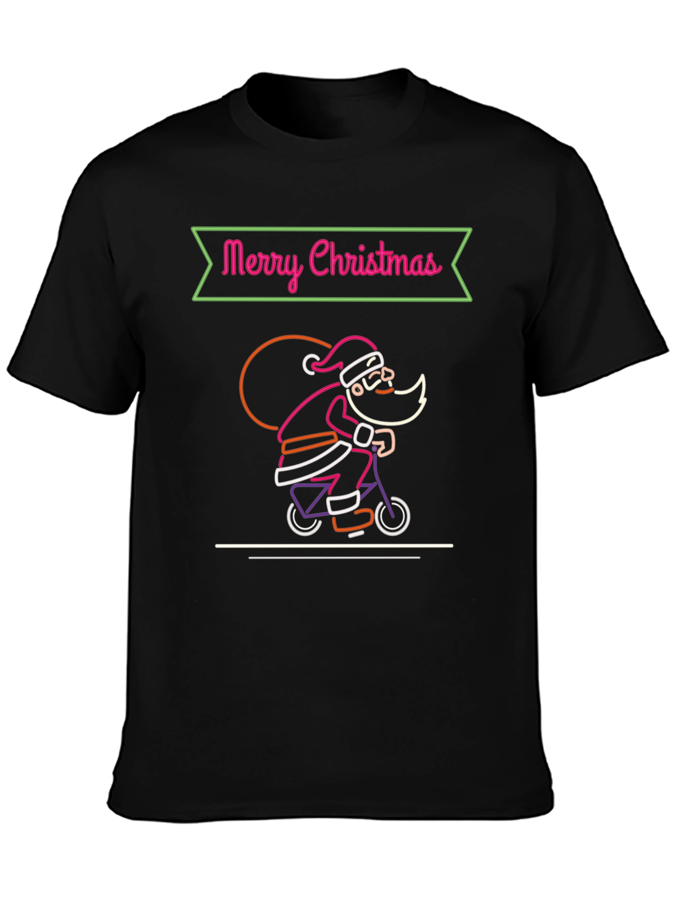 Merry Christmas Santa Neon Graphic T-Shirt
