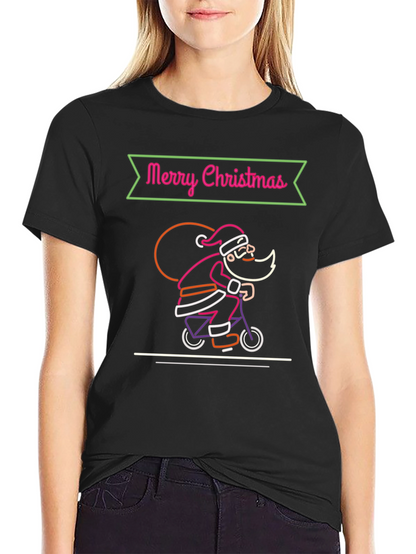Merry Christmas Santa Neon Graphic T-Shirt