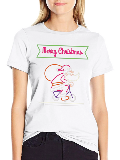 Merry Christmas Santa Neon Graphic T-Shirt